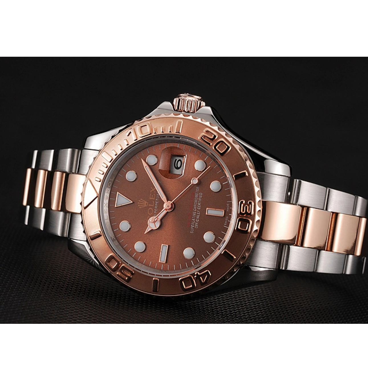 AAA Replica Watches Tone Gold Two Master Rose Steel Dial 1453864 Yacht Bracelet Rolex Stainless 0825
